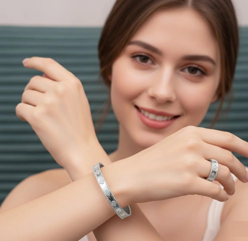 Designer CD-Inspired Chain Link Bangle & Ring Set